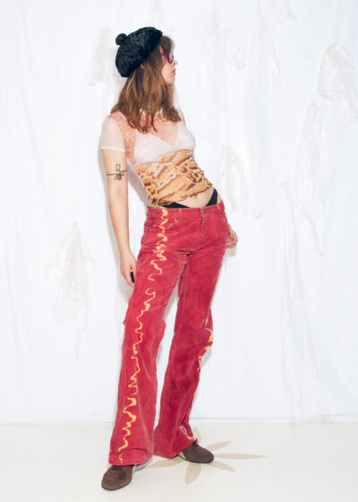 Reworked Vintage Y2K Mustang Flare Trousers in Red