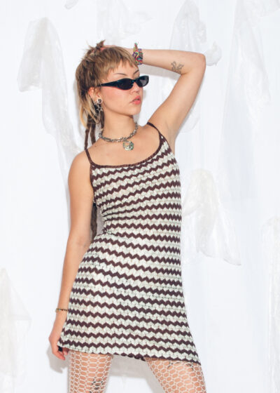 Vintage 90s BANG! Lace Slip Mini Dress in Green