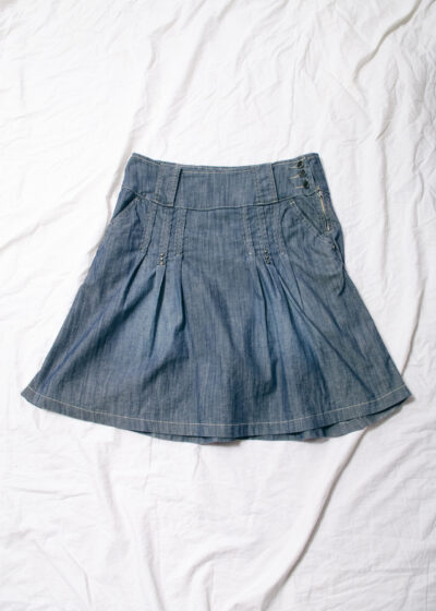 Vintage Y2K Denim Midi Skirt in Blue
