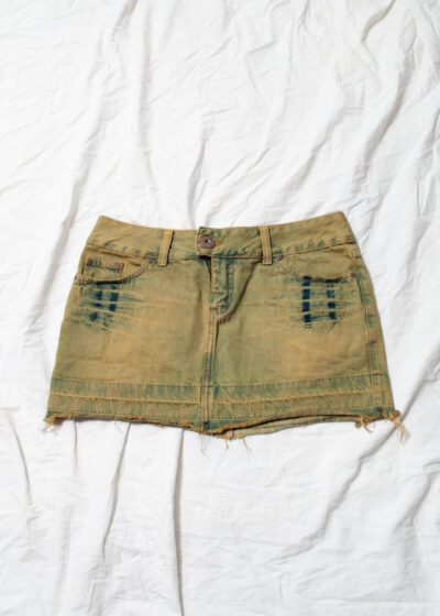 Reworked Vintage Y2K Micro Skirt in Mud Wash Green
