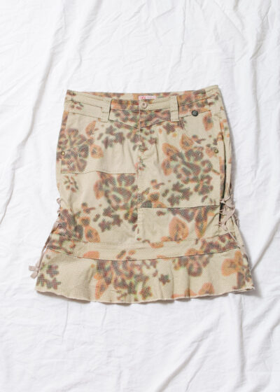 Vintage Y2K Lace-Up Midi Skirt in Beige by DIDI