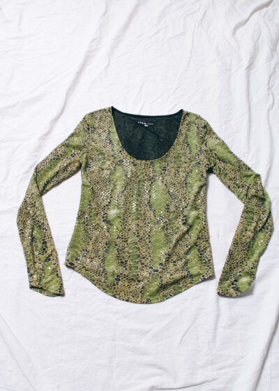 Vintage Y2K Snake Pattern Top in Green