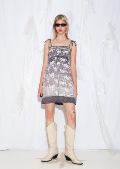 Vintage Y2K Cotton Midi Dress in Grey