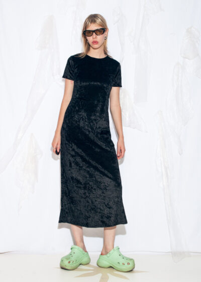 Vintage Y2K Maxi Dress in Black Velvet