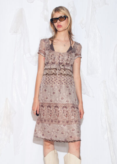 Vintage Y2K Boho Dress in Purple Silk