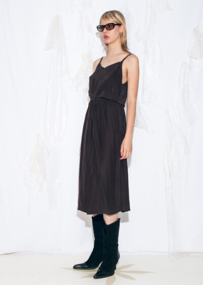 Vintage Y2K Midi Slip Dress in Brown