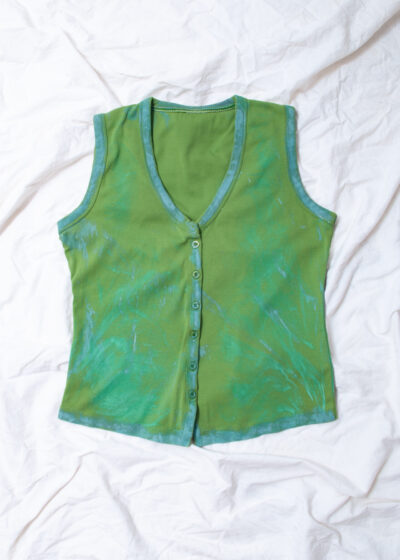Reworked Vintage Y2K Painted Vest in Blue and Green