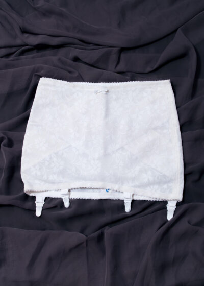 Vintage 70s Coquette Lingerie Girdle Garters in White Lace