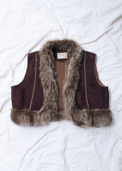 Vintage Y2K Faux Fur Vest in Brown