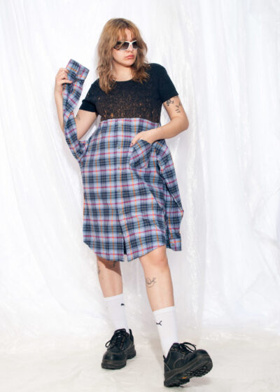 Vintage Shirt Dress Y2K Reworked One-off Grunge Midi