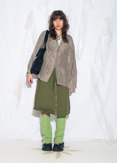 Vintage 90s Oversized Grey Silk Shirt