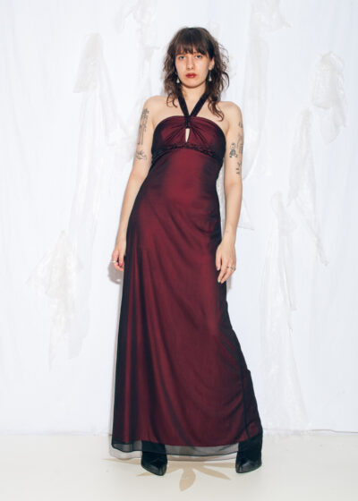 Vintage Y2K Evening Maxi Dress in Maroon
