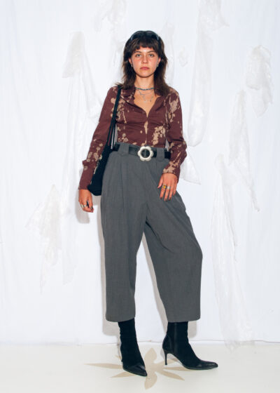 Vintage 80s Carrot Trousers in Grey