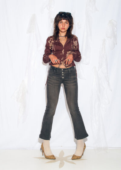 Vintage Y2K Flare Jeans in Grey by Freeman T. Porter