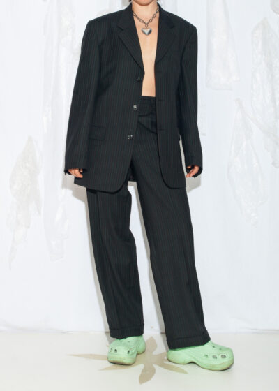 Vintage Y2K Suit Set in Black Pure Wool