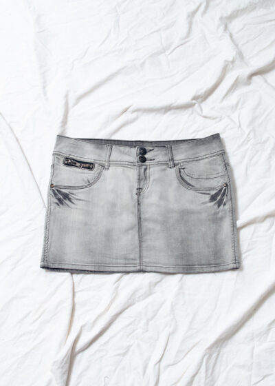 Vintage Y2K Denim Micro Skirt in Stonewashed Grey