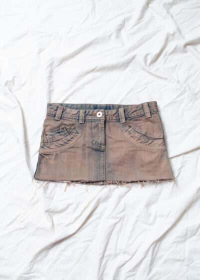 Reworked Vintage Y2K Denim Micro Skirt in Mud Washed Brown and Blue