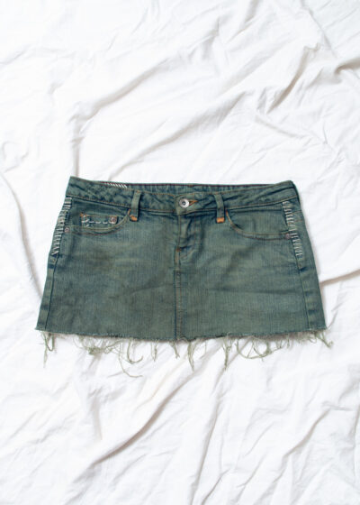 Vintage Y2K Denim Micro Skirt in Mud Wash Green