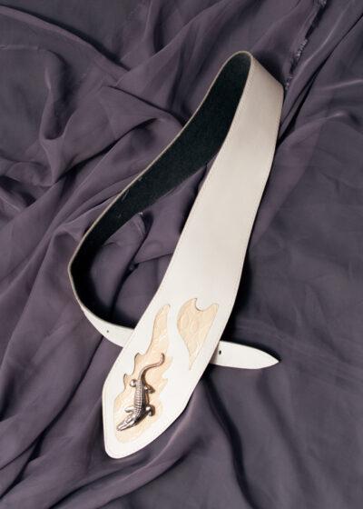 Vintage 80s Crocodile Stud Belt in Beige