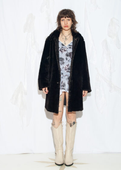 Vintage Y2K Reversible Faux Fur Coat in Black