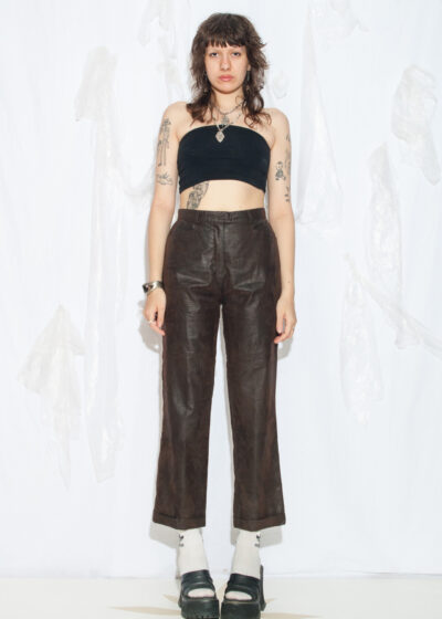 Vintage 90s Faux Snake Leather Pants in Brown