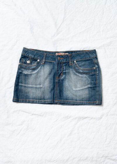 Vintage Y2K Funhouse Micro Skirt in Blue Denim