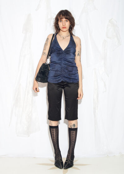 Vintage Y2K Satin Capri Pants in Black