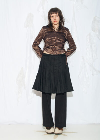 Vintage Y2K Frilly Midi Skirt in Black