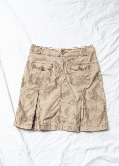 Vintage Y2K Midi Skirt in Dirty Painted Beige