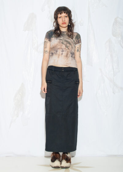 Vintage Y2K Cargo Maxi Skirt in Black
