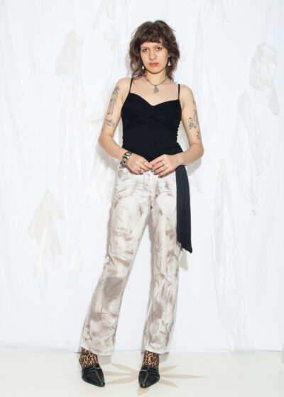 Reworked Vintage Y2K Bootcut Jeans in White and Brown