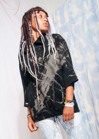 Vintage jumper 90s reworked bleach painted black sweater