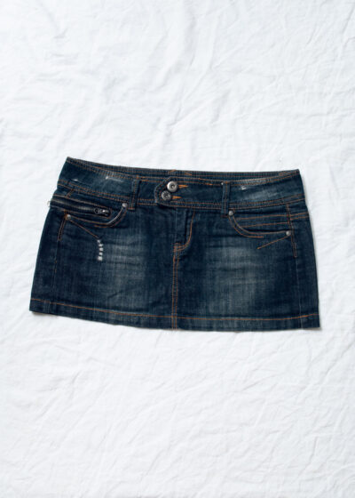 Vintage Y2K Madonna Micro Skirt in Blue Denim