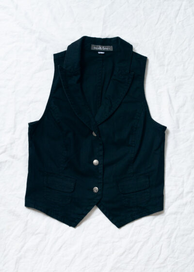 Vintage Vest Y2K Corset Waistcoat in Black Denim