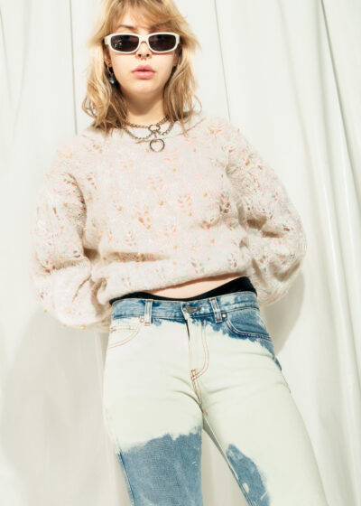 Vintage Jumper 80s Handmade Balloon Sleeve Knit Wool Sweater