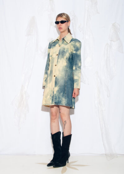 Reworked Vintage Y2K Long Denim Jacket in Blue