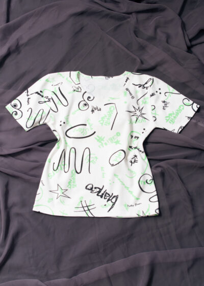 Vintage 90s Graffiti Baby Tee in White