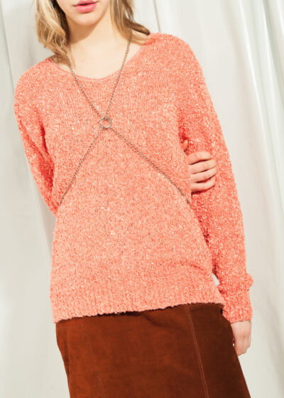 Vintage Knit Jumper 90s Oversized Sweater in Peach