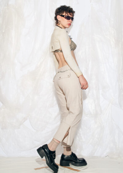 Vintage Cargo Trousers Y2K Gorpcore Linen Capri Pants