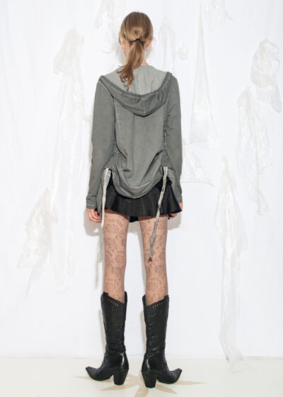 Vintage Y2K Hooded Cotton Cardiigan in Grey