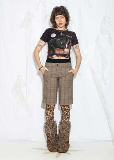 Vintage Y2K Plaid Capri Trousers in Brown