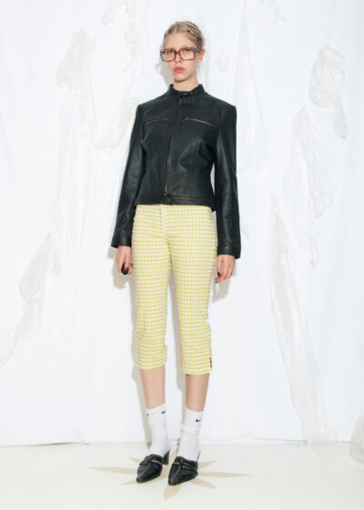 Vintage 90s Slim Capri Trousers in Green Plaid