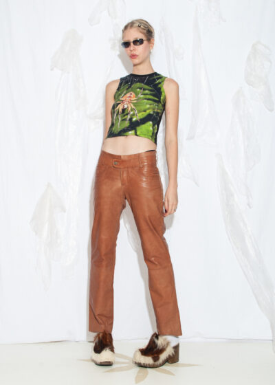 Vintage Y2K Leather Trousers in Brown