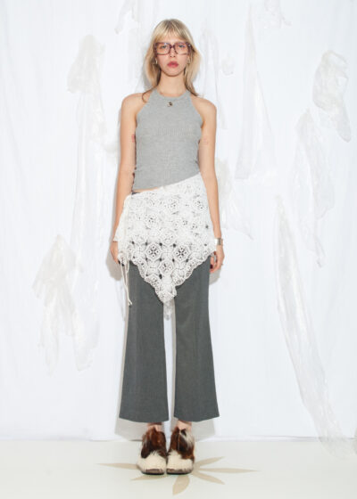 Reworked Vintage 60s Crochet Mini Skirt in White