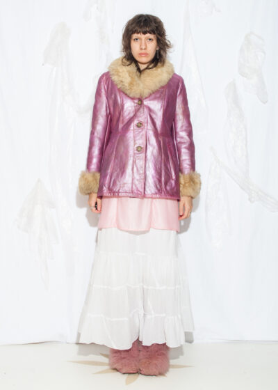 Reworked Vintage 70s Penny Lane Shearling Coat in Pink