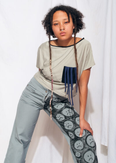 Reworked Top Y2K Remnant Vintage Fabric Weird Tee