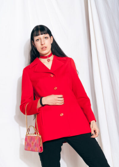 Vintage Jacket 70s Red Minimalist Spring Coat