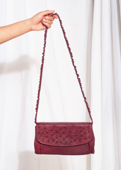 Vintage Leather Bag 70s Dotted Weird Shoulder Bag