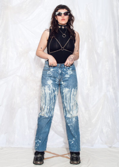 Vintage Y2K Reworked Levi's Jeans in Bleached Blue