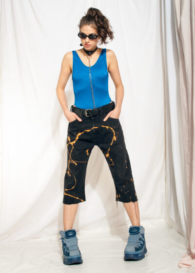 Vintage Levi's 590 Jeans 90s Reworked Bleached Denim Shorts